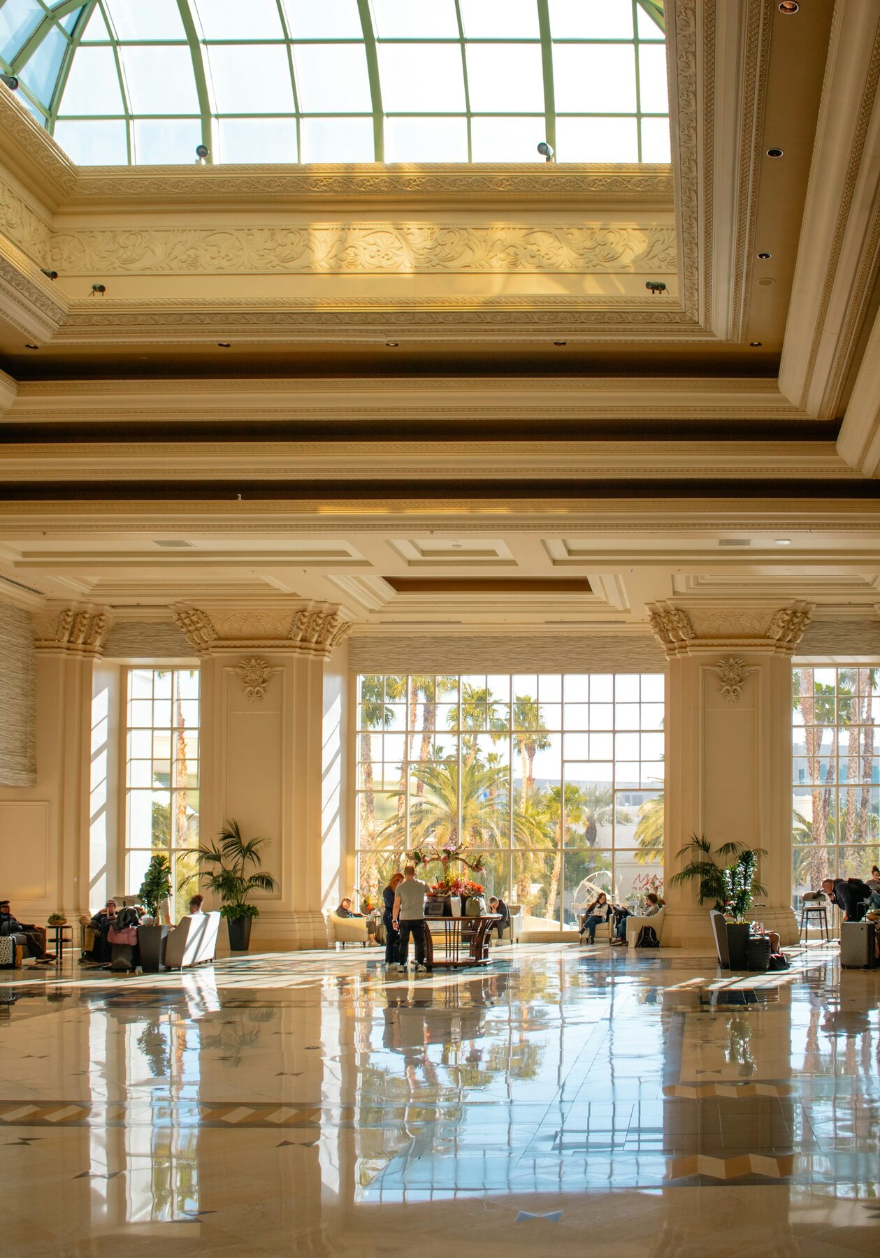 Spacious luxury hotel lobby